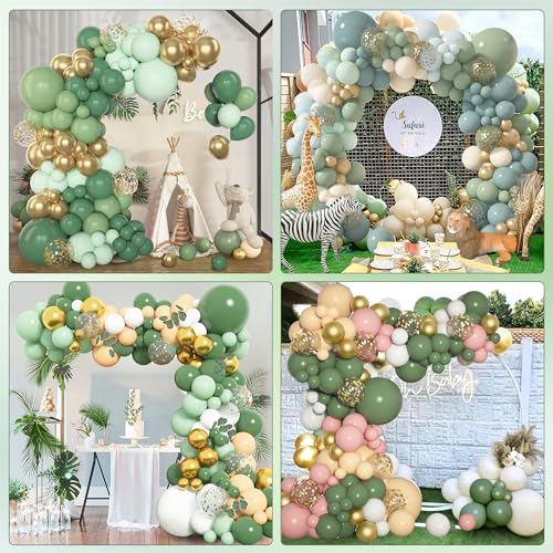 Amandir 153pcs Sage Green Gold Balloon Garland Arch Kit Different Sizes - Image 5