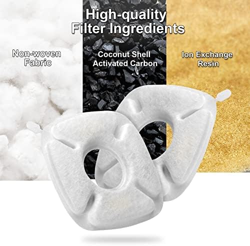 （16 Pieces） 8 Pack Replacement Filters & 8 Pack Replacement Pre-Filter Sponges for Veken 95oz/2.8L Bellflower Pet Fountain Cat Water Fountain Dog Water Dispenser - Image 3