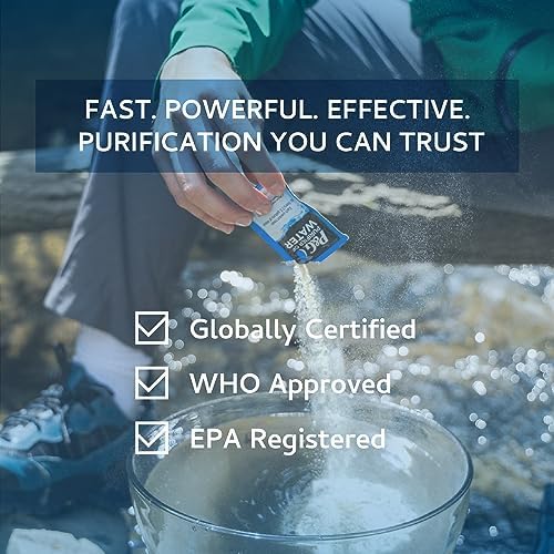 P&G Purifier of Water Portable Water Purifier Packets (240 Packets) - Emergency Water Filter Purification Powder for Emergency Kit, Survival, Camping, Hiking, Backpacking, and Disaster Preparedness - Image 3