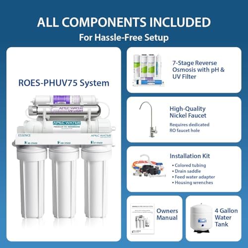 APEC Water ROES-PHUV75, 7-Stage Under Sink RO System, Alkaline & UV, 75 GPD - Image 3