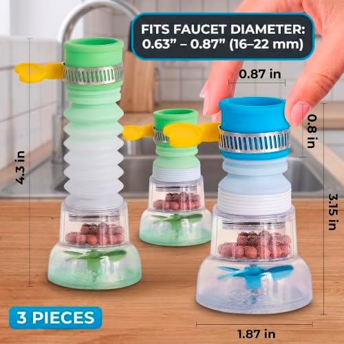3 Pcs Faucet Filter, 360 Rotating Water Faucet Extenders for Sink - Image 2
