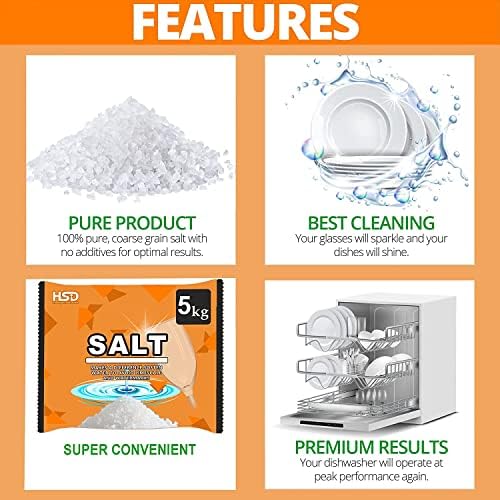 dishwasher salt 5kg powerful crystal, limescale remover on your glassware and water softener, life & improving its performance, 99% purity (5 pack) - Image 4