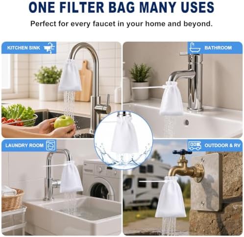 Faucet Filter Cotton Bags, 16 Pack Universal Filter Bags for Kitchen Sink - Image 6
