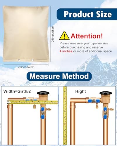 Backflow Preventer Insulation Cover (5F), 20"X26" 5 Layers Outdoor Pressure Vacuum Breaker, Water Well Pump, Sprinkler Valve, Faucet Cover for Winter Freeze Protection Beige - Image 2