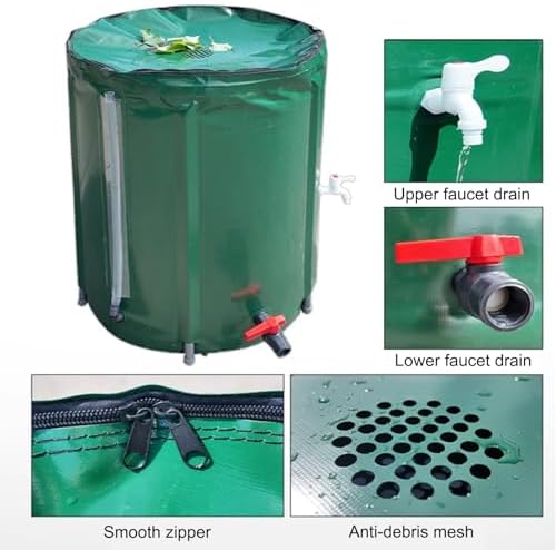 Rain Barrel Outdoor Water Storage Tank Portable Rainwater Harvesting System with Filter(Noir,500L) - Image 5