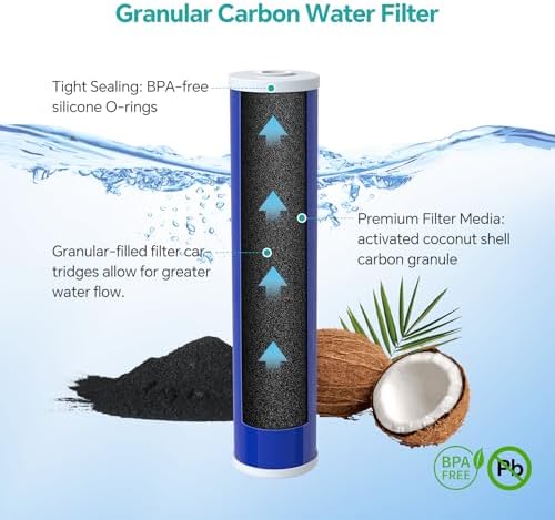 SimPure 5 Micron 20" x 4.5" GAC Granular Carbon Whole House Water Filter - Image 3