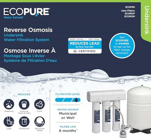 EcoPure Reverse Osmosis Filter and Membrane Set - Includes Membrane ECOROM and Pre/Post Filter Set ECOROF - Plus Reminder Tag - NSF Certified Authentic OEM Parts for ECOP30 RO Unit - EcoPure Only - Image 4