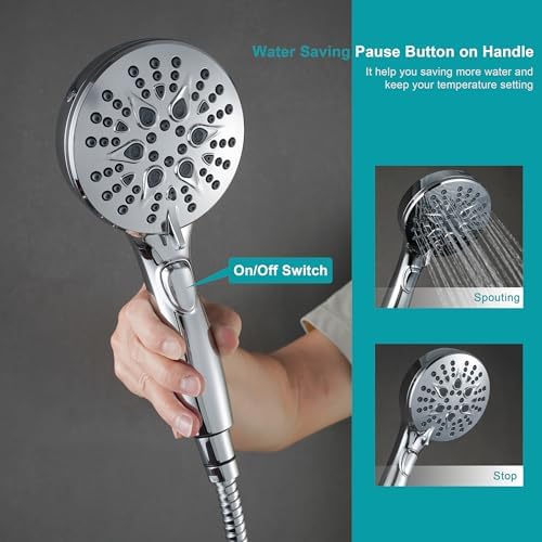 GwernKB Handheld Shower Head with ON OFF Switch & 79in Stainless Steel Hose - Image 3