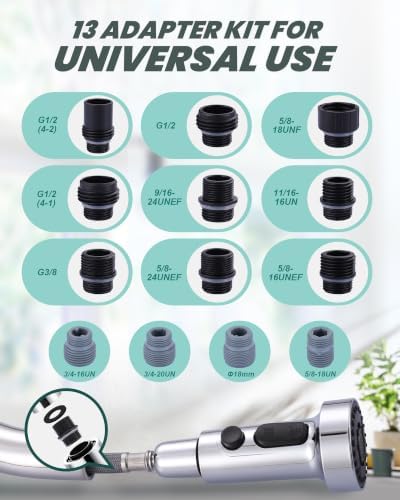 ARCORA Pull Down Kitchen Faucet Head Replacement with 13 Adapters, 3 Modes - Image 6