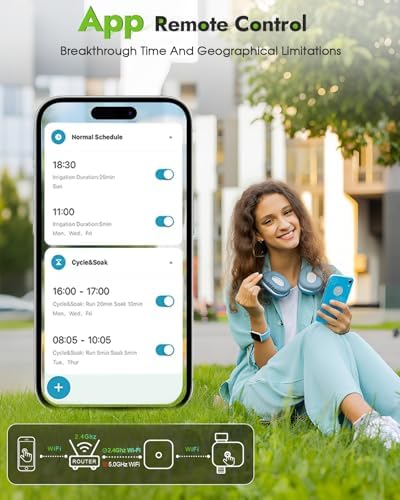 Insoma WiFi Water Timer with Brass Inlet&Outlet, Smart Sprinkler Timer + Auto/Manual/Rain Delay for Garden, Hose Timers with Hub, Up to 20 Watering Plans, APP & Voice Control, Compatible with Alexa - Image 3