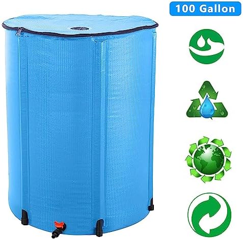 100 Gallon Collapsible Rain Barrel, Portable Rainwater Collection System, Water Storage Tank, Rain Catcher Barrel with Spigots and Overflow Kit, Rainwater Barrels Collector for Garden, Blue - Image 3