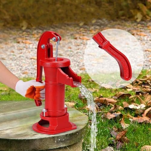 Hand Well Pitcher Pump, Cast Iron Hand Water Pump with Ergonomic Handle, 25ft Max Lift, Manual Water Transfer Pump for Outdoor Home Garden Yard Pond Farm by HaTur