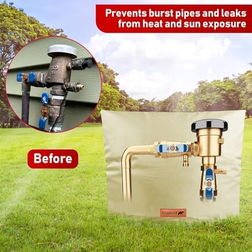 Redford Supply Co. Cold Snap (5°F) Backflow Preventer Insulation Cover, 36"W x 24"H, Pipe Insulation, Water Sprinkler Covers for Outside, Sprinkler Backflow Cover for Winter, Well Pump Bag (Beige) - Image 2