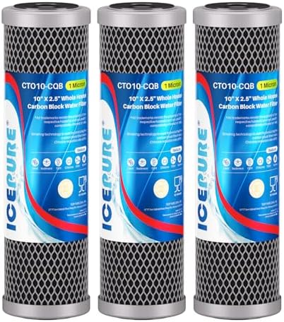 ICEPURE 1 Micron 2.5"x10" Whole House Water Filter, Targeted Heavy‑Metal & Lead Removal Replacement Filter, 3PACK by ICEPURE