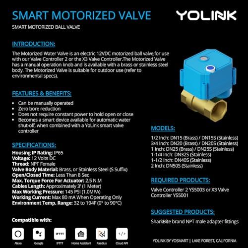 YoLink Water Shutoff Kit: 0.5" Brass Ball Valve + Valve Controller - Image 5