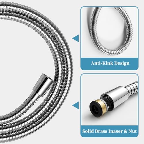 OFFO Handheld Shower Head Set, 6-Mode High Pressure Handheld Sprayer with 60 in Stainless Steel Hose & Holder, High Flow Large Powerful Boosting Handheld Showerhead for Low Water Pressure, Chrome - Image 6
