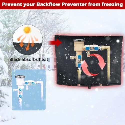 Backflow Preventer Cover, Pipe Freeze Insulation, 30" Wx24 H, Black - Image 3