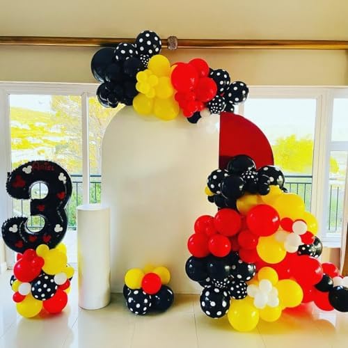 175Pcs Red Yellow Black Balloon Garland Arch Kit - Cartoon Mouse Theme Party Decorations with 18 12 10 5 Different Sizes Party Balloons for Birthday Anniversary Baby Shower Backdrop Decorations - Image 4
