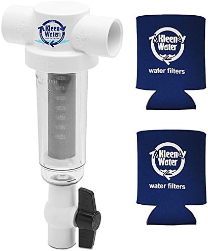 Rusco Vu-Flow and Campbell Alternative Spin Down Filter - 250 Mesh Sand and Sediment Filter - 1 Inch Slip Fit PVC Connection - 20 Gallon Per Minute Flow Rate - Two KleenWater Can Holders by KleenWater