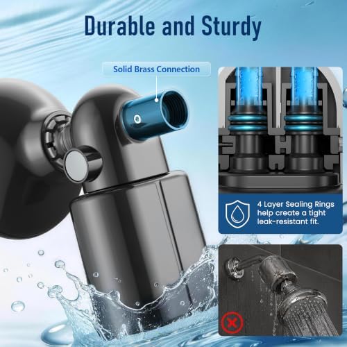 Veken Shower Filter, Chlorine, Lead & Sulphide Tested, One-Press Cartridge - Image 4