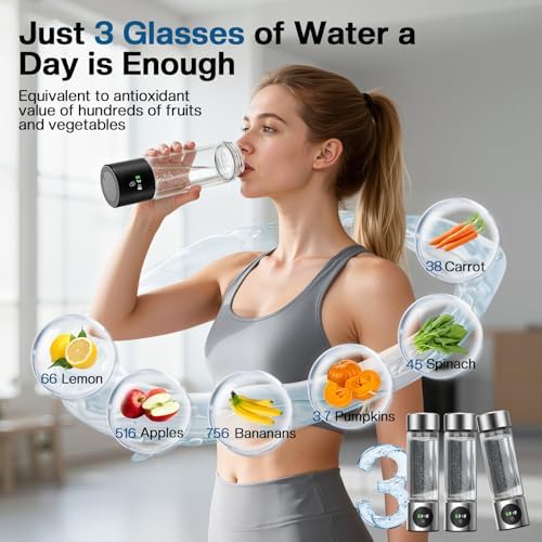 Fakllod Hydrogen Water Bottle Generator, Portable Rechargeable aquahealth Hydrogen Water, Hydrogen Water Ionizer Machine, with SPE/PEM Technology, for Home Office Travel (Dark Black) - Image 4
