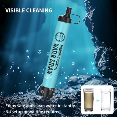 Emergency Water Filter Straw, New Blue 10-Pack,Survival Gear Portable Purification System, for Outdoor Activities Hiking Camping Fishing, Personal Travel Accessories - Image 6