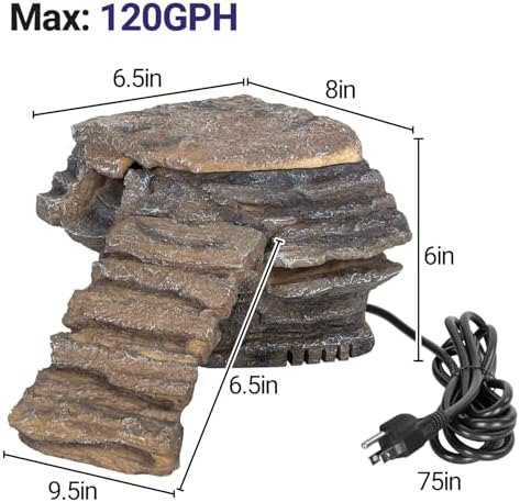 REPTIZOO Turtle Tank Filter, 120GPH Turtle Filter Basking Platform with Detachable Bridge for Climbing Ramps and Diving, Quiet Aquatic Reptile Filter Keeps Water Clean, Terrarium Decor - Image 2