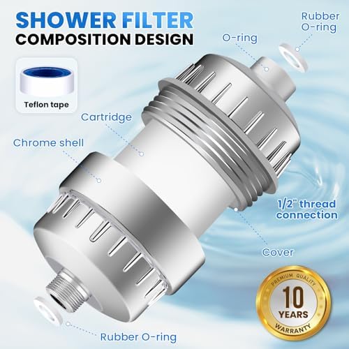30 Stage Shower Filter, Shower Filter for Hard Water - High Output Shower Water Filter to Remove Chlorine Fluoride Heavy Metals, Improves the Condition of Your Skin, Hair and Nails - Image 5