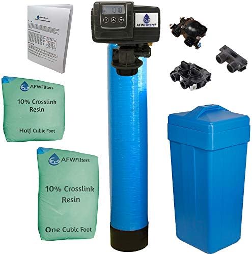 AFWFilters 1.5 Cubic Foot (48k) Whole Home Water Softener with Durable 10% Crosslink Resin, 1" Plastic MNPT Connection, and Blue Tanks by Abundant+Flow+Water+Systems