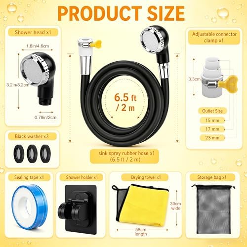 Windspeed 6.5Ft Slip On Tub Hose for Dogs Bathtub Faucet Attachment for Dog Washing Hose Tub Attachment for Pet Puppy Cat Washing Cleaning, Suitable for 0.6-0.9 inch Faucets - Image 2