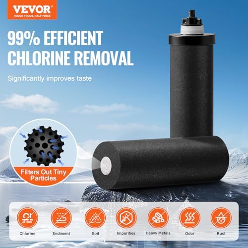 VEVOR Gravity-fed Water Filter System, 2.25G 304 Stainless-Steel Countertop System, Water Filtration System, Reduces Lead and up to 99% of Chlorine, with 2 Carbon Filters & Spigot, for Home Camping RV - Image 2