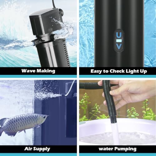COOSPIDER Aquarium Filter with 7W U-V Light 300GPH for 75-200 Gallon Tank - Image 6