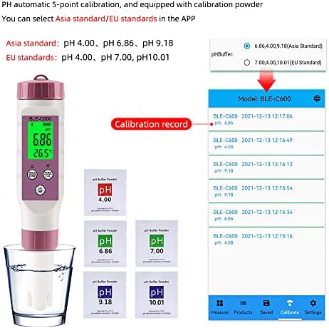 7 in 1 PH Meter PH Tester,0.01 High Accuracy Digital PH Meter for Water,PH/TDS/EC/ORP/S.G/Salt/Temp Tester,TDS Meter Water Tester for Drinking Water,Hydroponics,Plants,Aquarium and Pool - Image 6