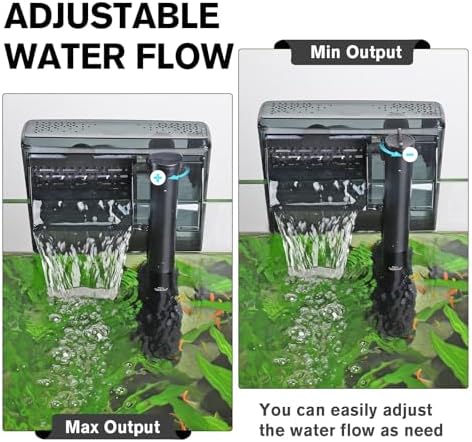 hygger Aquarium HOB Filter 210 GPH for 20-40 Gallon Fish Tank Power Filter with Adjustable Water Flow Extendable Intake Tube External Hang-On Back Filter - Image 3