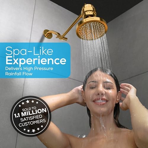 SparkPod Rain Shower Head, 6 Inch Round, Egyptian Gold Finish - Image 4