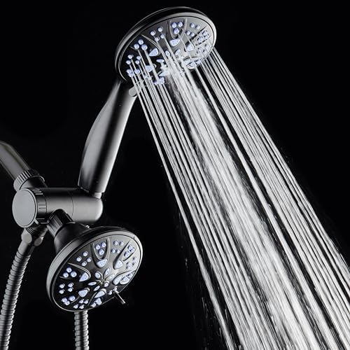 AquaDance Antimicrobial/Anti-Clog High-Pressure 30-setting Dual Head Combination Shower with Nozzle Protection from Growth of Mold, Mildew & Bacteria for a Healthier Shower – Sunset Blue - Image 5