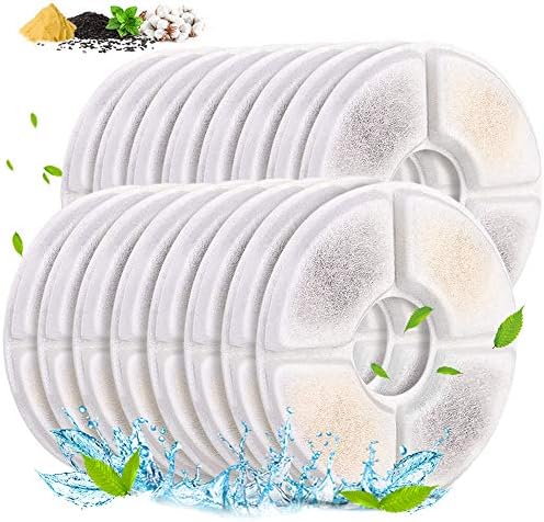 Comsmart Pet Fountain Filter Set, 3 Triple Filtration System Replacement Cat Water Fountain Filters for Round 81oz/2.4L Automatic Pet Fountain Cat Water Fountain (Pack of 16) by Comsmart