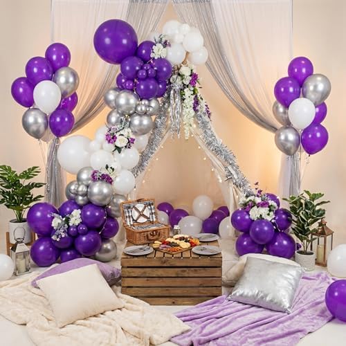APLANET 150pcs Dark Purple Balloons Different Sizes of 18 12 10 5 Inch Royal Purple Balloon for Halloween Birthday Party Baby Shower Graduation Anniversary Bachelorette, Arch Kit Decoration - Image 7