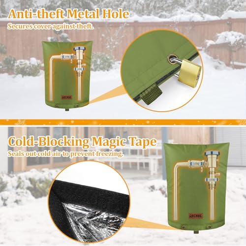 RICHIE Backflow Preventer Cover (5°F) Heavy-Duty 5-Layer Insulated Enclosure, Freeze & All-Weather Protection for Outdoor Pipe, Irrigation Sprinkler Valve, Well Water Pump & PVB, 12" Wx26 H Green - Image 7