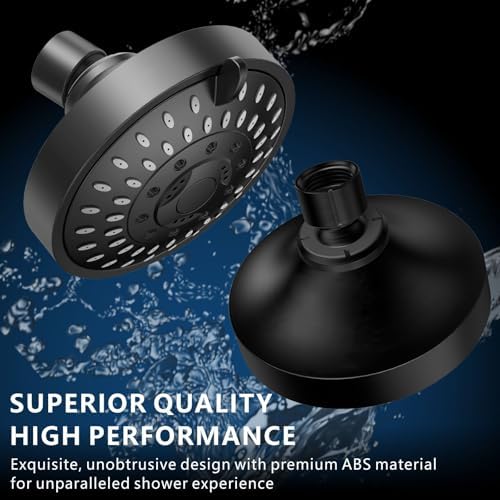 2 Pack High Pressure Shower Head - 5 Spray Modes Powerful Pressure Boosting Showerhead For Bathroom - High Flow Fixed Showerheads (Matte Black) - Image 2