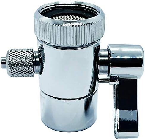 Kitchen Sink Faucet Water Filter Diverter Valve for Push on 1/4 inch Tubing Replacement Part Adapter with M22 X M24 Connector,Brass Body,Chrome Plated Made In Taiwan by ZIGZAGSTORM