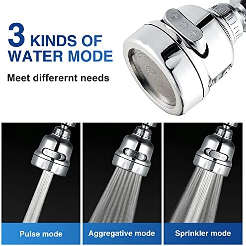 Faucet Sprayer Attachment, 360 Degree Rotating Faucet Aerator Accessories, 3 Mode Adjustable Kitchen Sink Tap Head Water Saving Extend Nozzle Chrome Plated,(Pack of 2) - Image 2