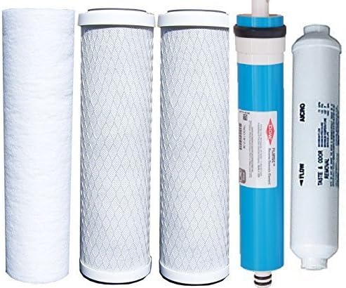 Watts Reverse Osmosis Replacement Filter Set 5 pcs w/ Filmtec 50 GPD Membrane by Watts by Unknown
