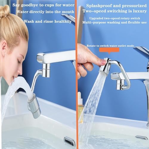2026 Upgraded Universal Sink Faucet 1080° Rotating Faucet Extender with Upward Facial Mist, U Shaped Faucet Extender, 360° Faucet Aerator for Bathroom Kitchen, 4 Water Modes Adjustable (Silver) - Image 5