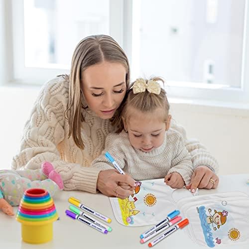 GOLDGE Dazzle at Baby Showers with a 44-piece DIY Bib Decorating Kit. 24 Bibs, 6 Stencils, 14 Markers. Perfect Gender Reveal Party Gift!, Medium, White - Image 7