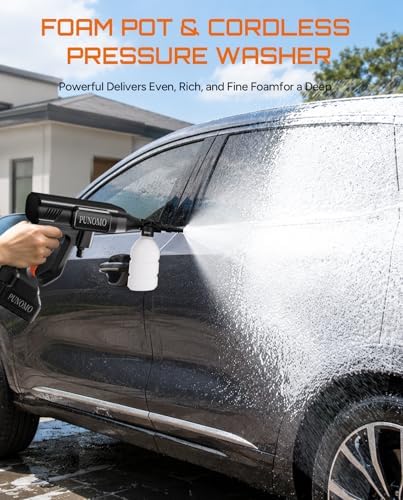 Cordless Pressure Washer, Electric Power Washer with 2x4.0Ah Batteries, Portable Lightweight Car Washer Gun with 6-in-1 Nozzle, Foam Pot, Handheld Power Cleaner for Car, Garden, Patio & Fence - Image 3