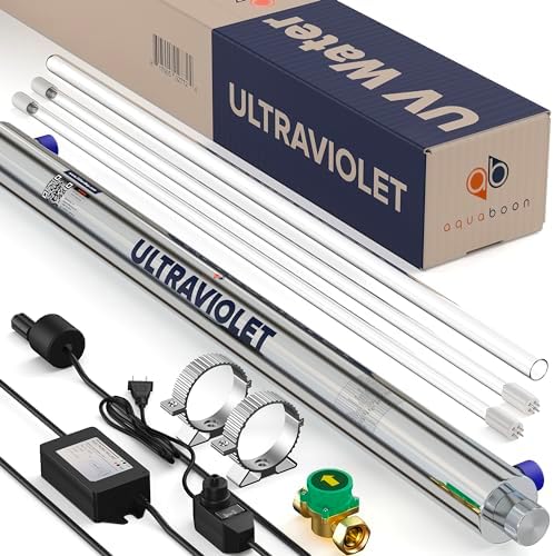 Aquaboon 20" 3 Stage Whole House Water Filtration System with Big Housings and Pressure Gauges - UV Lamp, KDF Filter, Carbon Block, Sediment Filter Cartridges, Steel Frame - Image 3