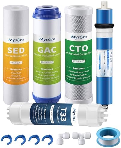 F5 NSF Certified 6-months Reverse Osmosis Water Filter Replacement Set Compatible with iSpring RCC7AK, 5-Count for Standard 5-Stage Reverse Osmosis (RO) Systems with 100 GPD RO Membrane by Unknown