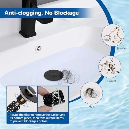 Hibbent Upgraded 3 in 1 Bathroom Sink Drain Strainer, Pop Up Stopper - Image 2