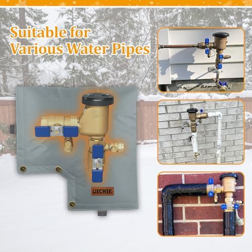 Backflow Preventer Insulated Cover (5°F) for Winter Freeze Protection, 13" W x 12" H Thickened Pressure Vacuum Breaker & Well Pump Cover, Outdoor Waterproof Insulation Pouch for Sprinkler Valve, Grey - Image 6